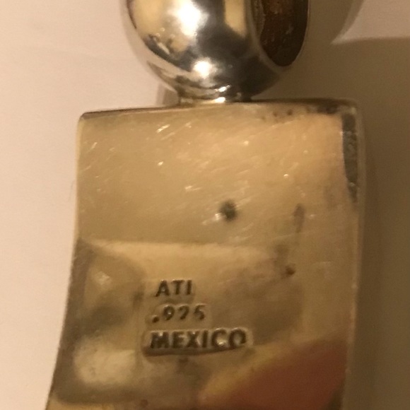 STERLING SILVER TURQUOISE SLIDE PENDANT--.925 ATI MEXICO - Picture 5 of 8